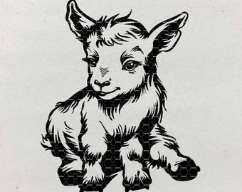 Baby Goat SVG, Farm Animal Clipart, Laser Engraving File (Digital Files