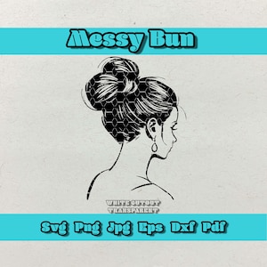 Afro Woman Messy Bun SVG: Curly Hair Cut File (Digital Product)