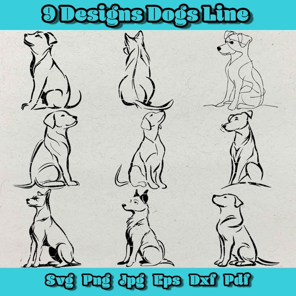 Dogs Line Svg Bundle, Single Line Dogs SVG, Unique Pet Portraits, Minimalist Dog Clip Art, Monoline Dog Svg, Simple dog line art svg Png Eps