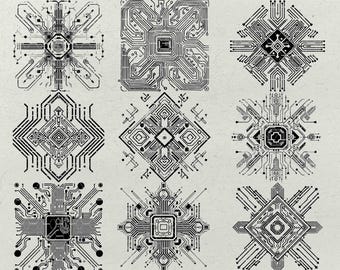 Computer-Prozessor-Svg-Bundle, Platine Png, Tech-Svg, Technik-Svg, Hauptplatine Cpu-Svg, Elektronikplatine Png-Bundle, Prozessor Eps