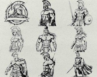 Spartan Warrior Helmet SVG Bundle: Laser Engraving Designs (Digital Product)