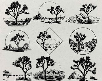 Joshua Tree National Park SVG Bundle: Desert Landscape Illustrations
