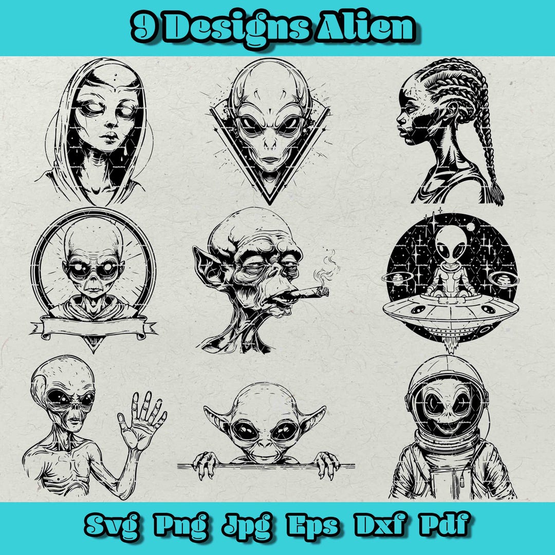Alien SVG Bundle, Cartoon Graphics (digital Download) - Etsy UK