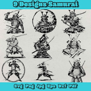 Samurai SVG-bundel: Japanse krijgerontwerpen (PNG, EPS)
