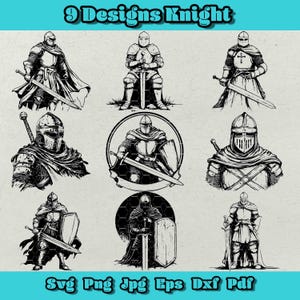 Medieval Knight SVG Bundle: Warrior Clipart (Digital Download)