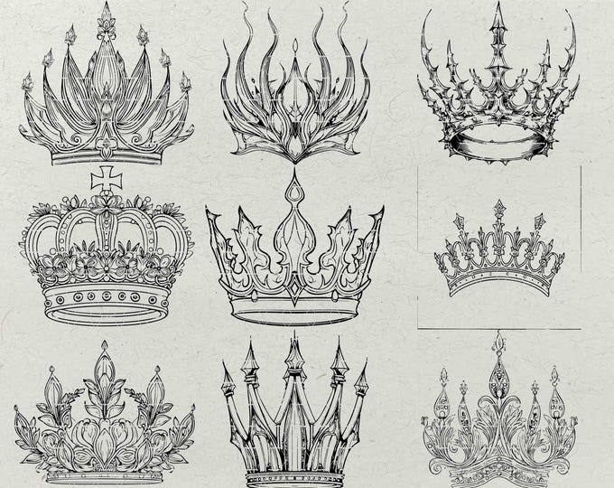 Kronen-Svg-Bundle, Königskrone Png, Königin-Krone Dxf, Vintage Krone ...