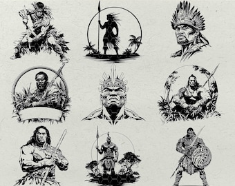 Samoan Warrior SVG Bundle: Tribal Tattoo Designs (Digital Files)