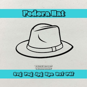 Fedora hoed SVG, klassieke hoed PNG, Gentleman Hat Clipart, gangster Hat Svg, hoed afbeelding voor Cricut silhouet snijden, thuis afdrukken, digitale download
