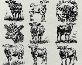 Angus Cow SVG Bundle: Floral Farm Animal Clipart (Digital Download)