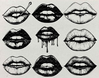 Lips SVG Bundle: Laser Engraving Lip Designs (Digital Download)