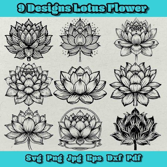 Lotus Flower SVG Bundle: Floral Designs for Laser Engraving