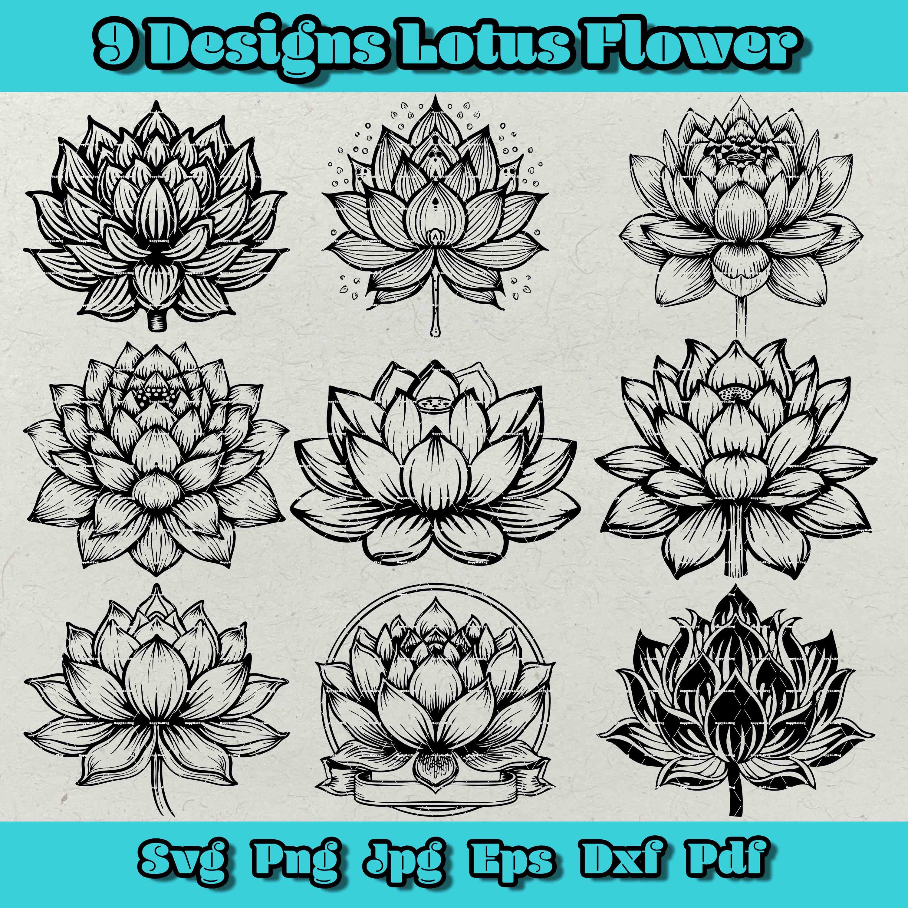 ロータスデザイン Lotus Designs PFD Lotus Flower SVG Bundle: Floral Designs for Laser Engraving