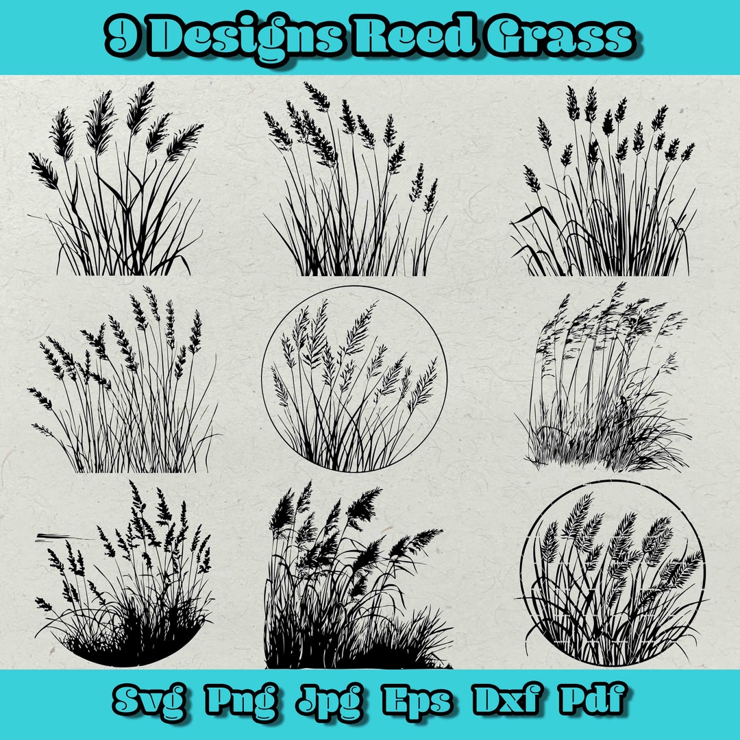 Reed Grass Svg Bundle, Grass Svg, Cattail Swamp Grass Svg, Grass Cut ...