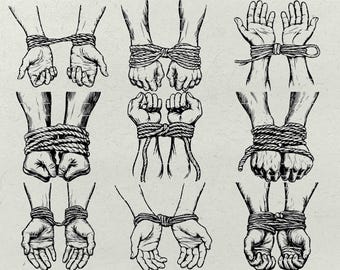 Tied Hands Bondage SVG Bundle, Sensual Rope Clipart (9 Design File)
