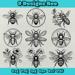 Bee SVG-bundel, honingbij SVG, Queen Bee Svg, Bee Hive Svg, Bumble Bee Svg, Bee met bloem, Bee voor logo ontwerp, Bee bloemen Svg, handgetekende bij