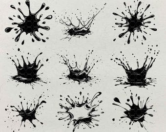 Splatter Paint Art SVG Bundle: Ink Splash Illustrationen für die Lasergravur