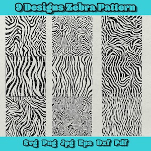 Zebra Design SVG Bundle, Wildtierdruck-Designs, Gestreifte Textur Png, digitale Tierform Dxf, Safari-Stil-Vallon-Pack