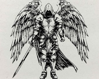 Archangel Warrior Svg, Solider Svg, Walking Soldier,Warrior Png,Sacred Divine Protector Png,Winged Warrior Svg,Protector of The Universe Dxf