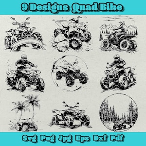 Lot Svg quad, véhicule tout-terrain sur la plage png, silhouettes de véhicules tout-terrain DXF, conception de quad Drift Svg, vtt dans la forêt DXF