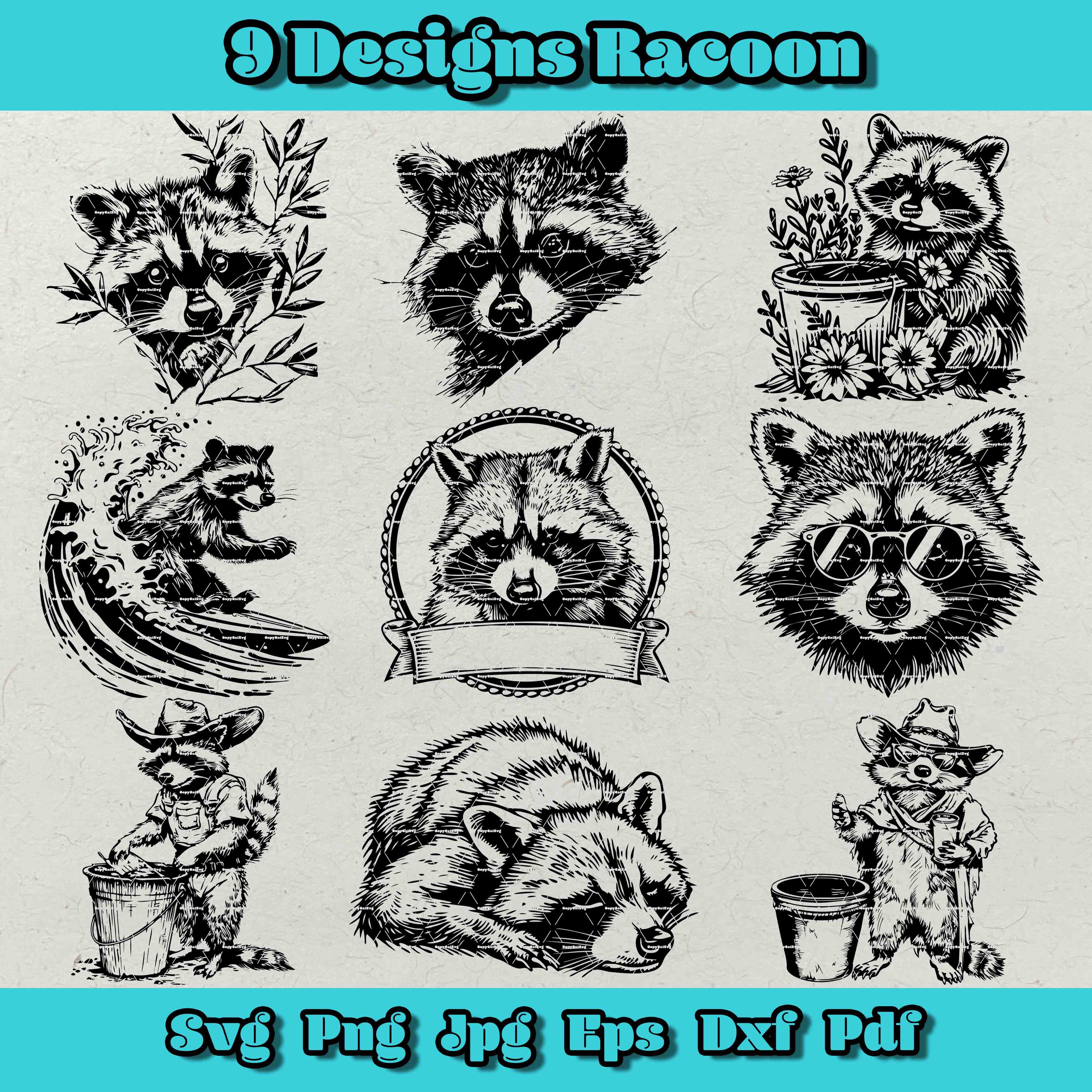 Svg Racoon Rabid Racoon Svg Bundle, Floral Racoon Png, Peeking Racoon Dxf, Raccoon ...