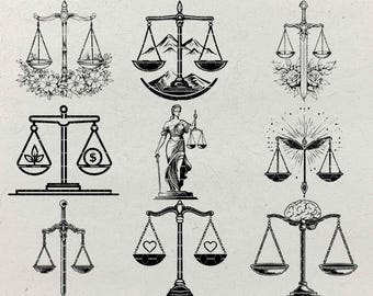 Scales of Justice SVG Bundle: Lady Justice Clipart (Digital Product)