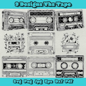 Vhs Tape Svg Bundle, Vhs Cassette SVG Png Bundle, VHS Vector Illustration, Cassette vector, Film Clipart svg, Vhs Laser Engraving file svg