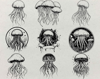 Jellyfish SVG Bundle: Ocean Animal Clipart, Tshirt Design (Digital Download)