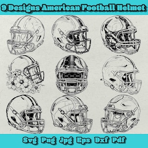 American Football helm Svg-bundel, American Football Png, American Football Flame Svg, voetbalhelm Svg-bundel, 9 voetbalhelm ontwerp