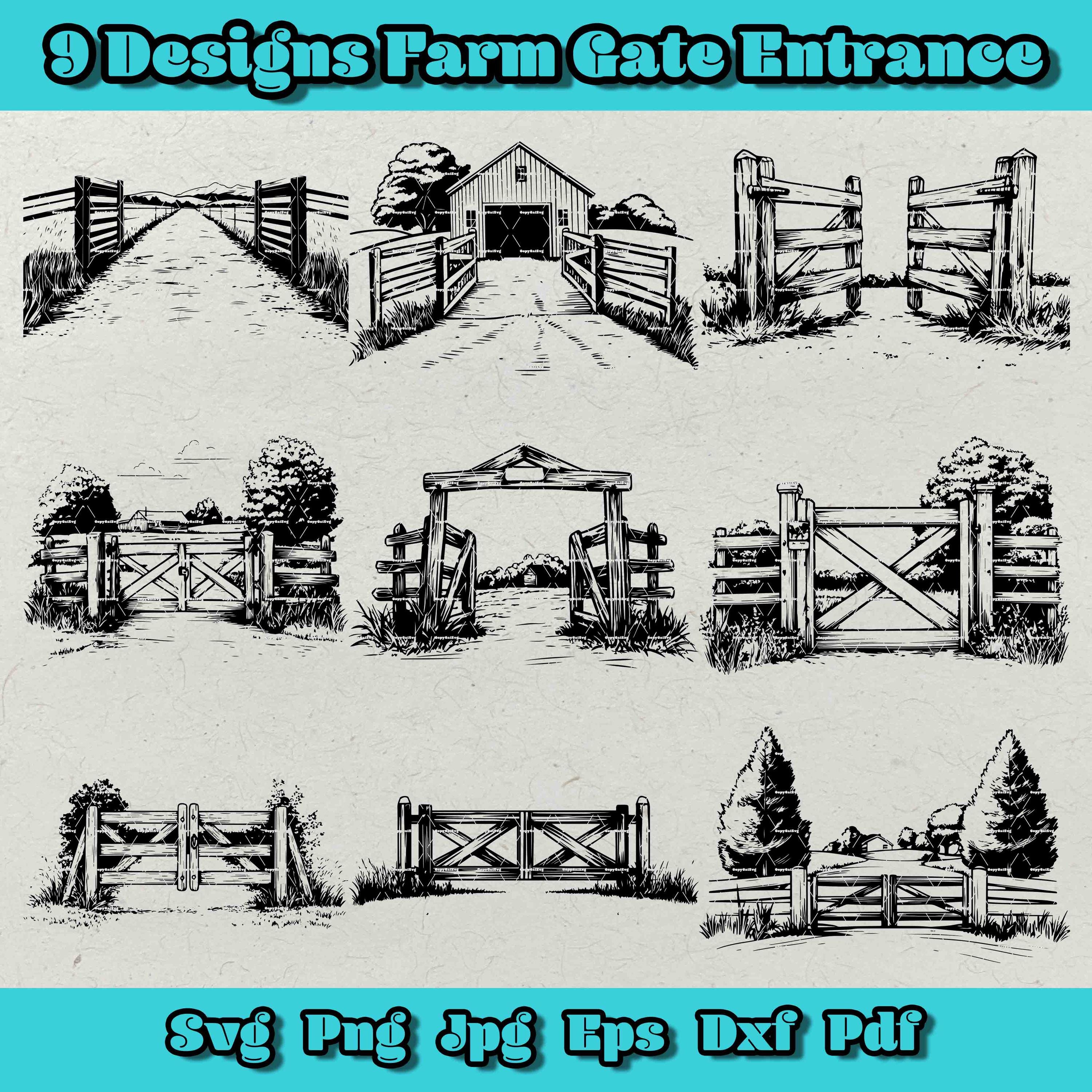 Farm Gate Clipart - Etsy