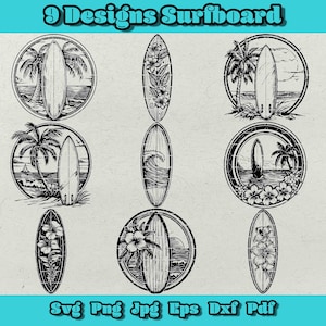 Surfplank Svg-bundel, Floral Surfboard Png, Surfing Board Svg, Surfing Dxf, Beach Svg, Ocean Jpg, Hawaii Pdf, Summer Png, Tropical Eps, Sea Svg