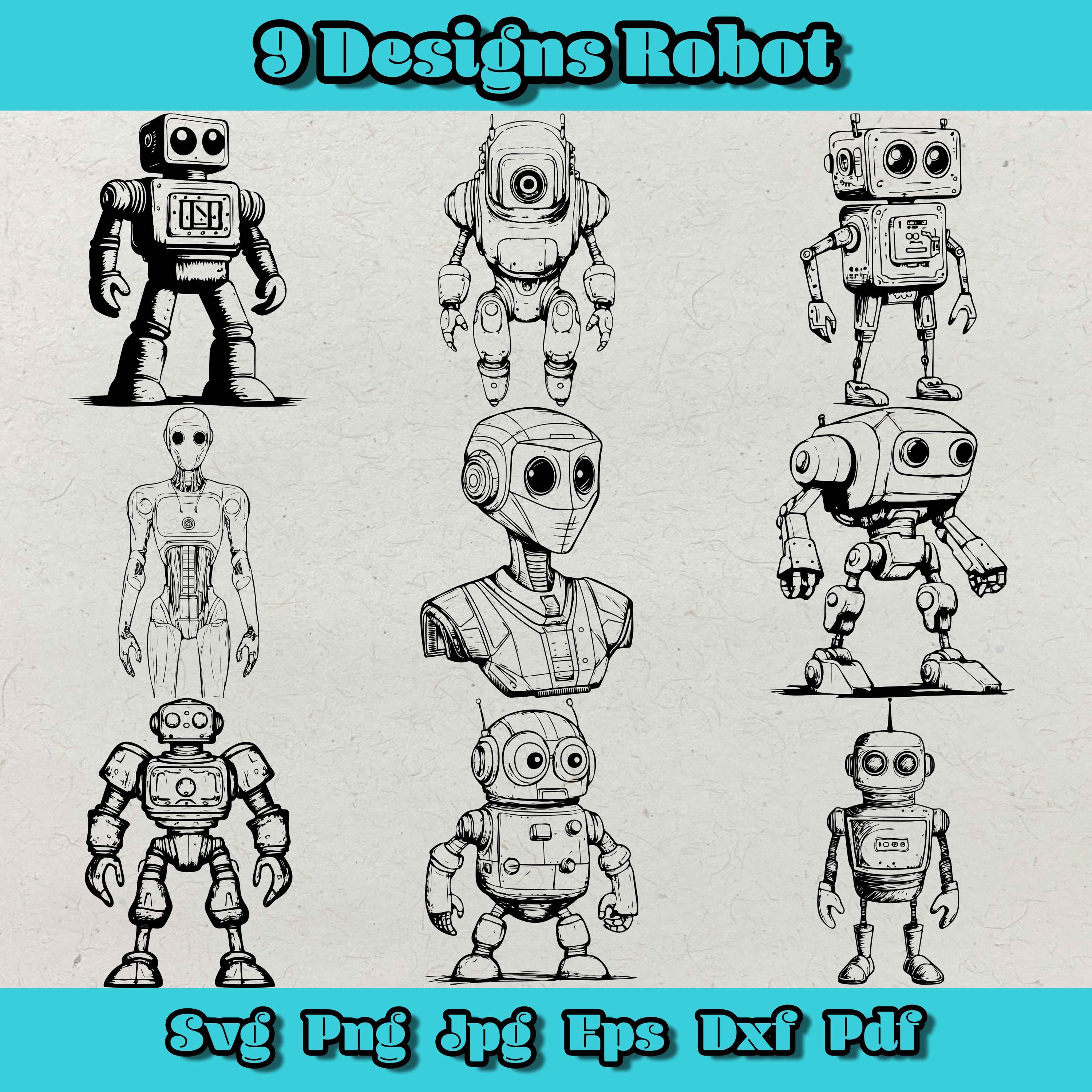 Robotics Rocking Svg Robot Svg Bundle, Machine System Png, Vintage Robot Svg, Gears System ...