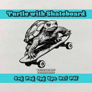 Schildkröte mit Skateboard-Svg, schnelle Schildkröte-Svg, niedliche Schildkröte-Svg, Schildkröte-Silhouette, handgezeichnete Schildkröte, Schildkröte, die ein Skateboard Png Eps reitet