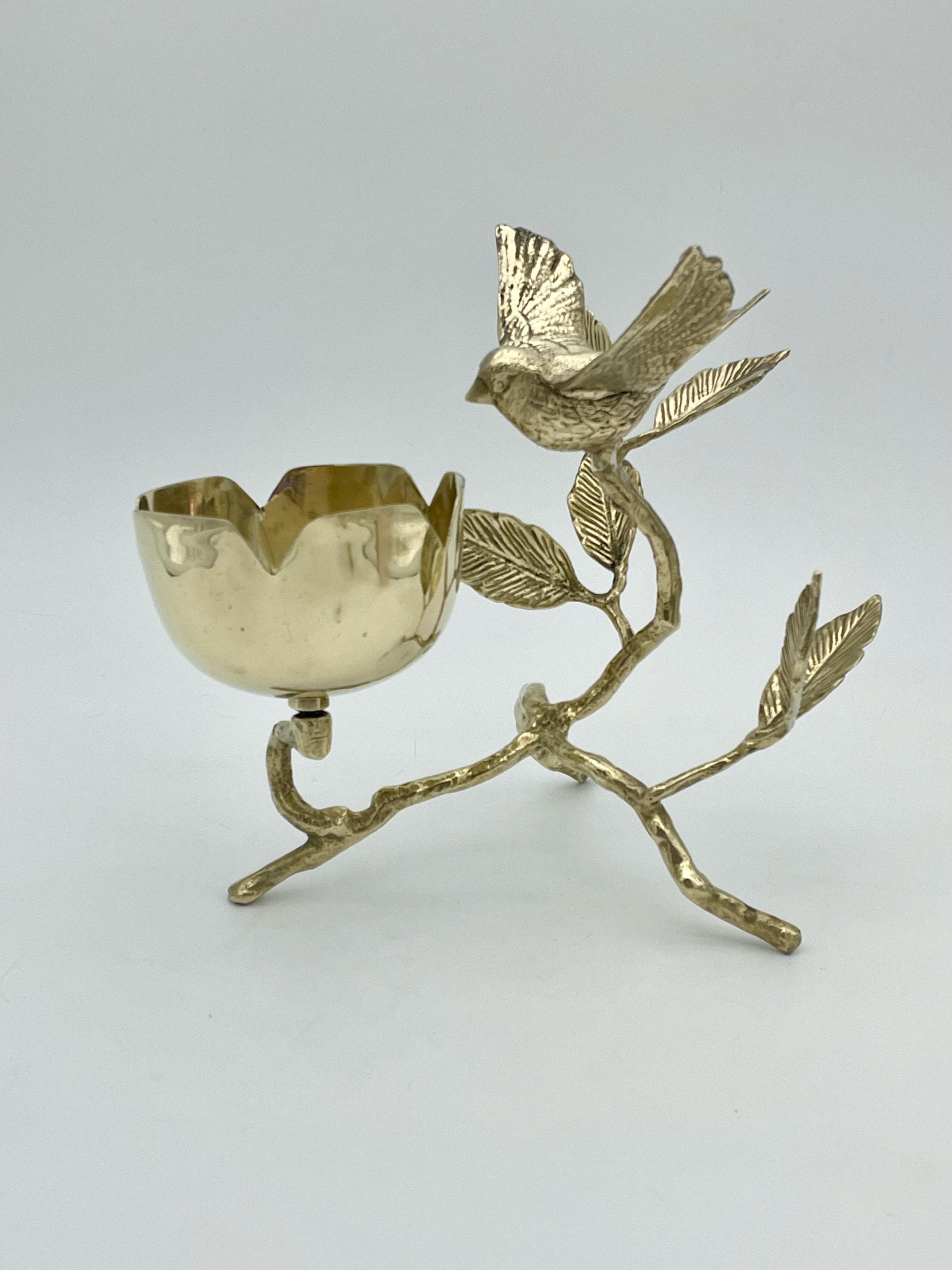 Stunning Brass Bird on Branch MCM Art Sculpture