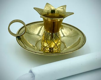 Bougeoir de chambre ananas en laiton vintage