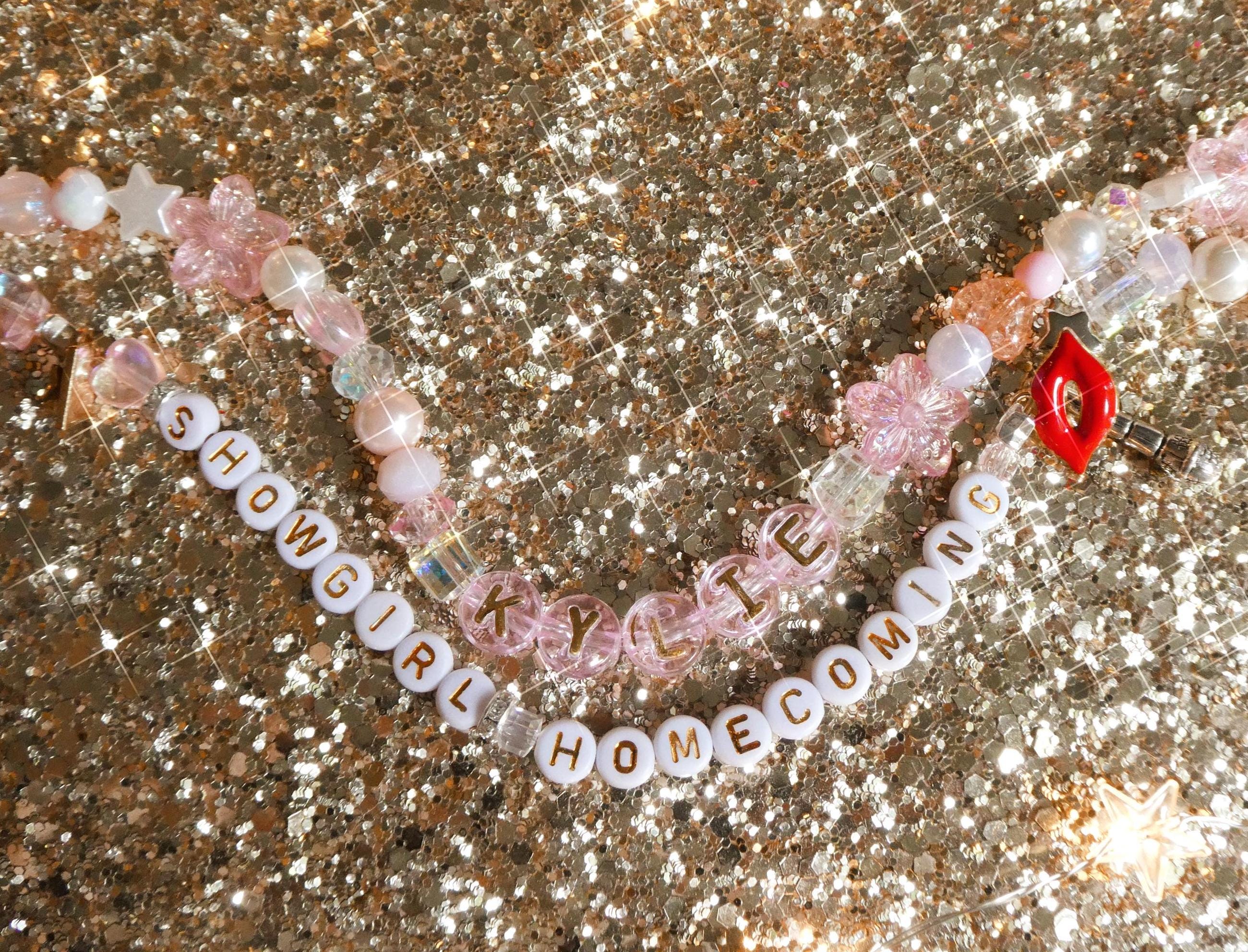 Showgirl Custom Personalised Friendship Bracelet • Kylie Minogue  Tension Tour • Lyrics • Bespoke Made to Order • Festival Charm Jewellery