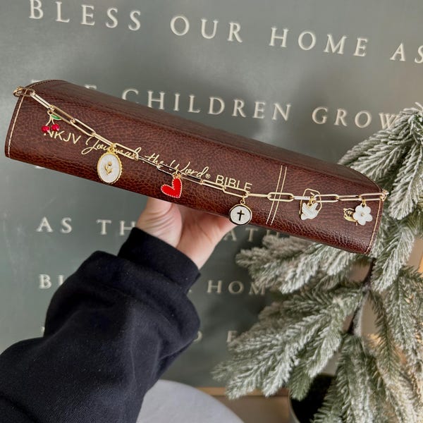 Custom Bible Charm Chain – Elegant Gold Paperclip Bookmark with Charms