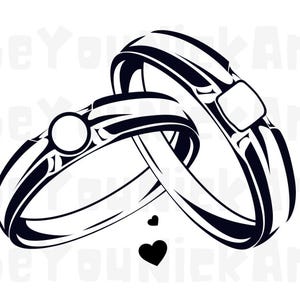 Koppel ringen SVG PNG JPG, Verlovingsringen, Trouwringen, Bruiloft, Silhouet, Bruidegom en bruid, Ik wil, Genomen, Toekomstig paar, aanstaand paar