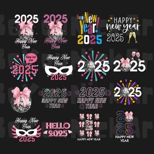 Feliz Año Nuevo 2025 paquete svg, Hola 2025 Svg, Lazo de coqueta rosa Png 2025 Svg, En mi era 2025 svg, Camisa de año nuevo svg, Sublimación PNG 2025