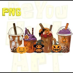 Halloween Coffee png, Coffee Cups Png, Cute scary fall halloween horror iced coffee cup Shirt, Horror Movie Characters, Boo Coffee Lover Png