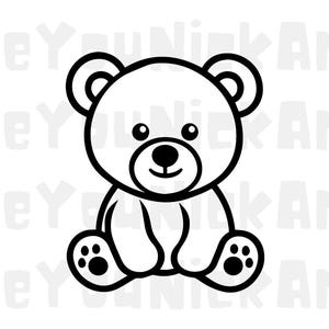 Bear Svg, Cute Bear Svg, Teddy bear svg, Bear outline svg, bear svg, Bear clipart,Bear Coloring page svg,Bear Silhouette,Baby shower,nursery