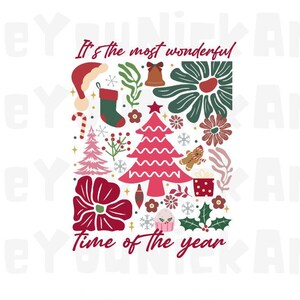 Het is de mooiste tijd van het jaar Svg png, Boho Floral kerstboom Svg png, Pink Christmas Holiday Season Png, Holiday seizoen svg