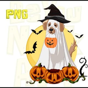 Cute Halloween Dog Png, Ghost Dog Cute Bow Png, Dog Lover Png, Retro Halloween Png, Spooky Fall Season Sublimation, Dog Mom Png, Dog Lovers