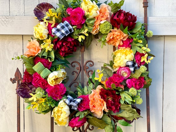 Front Door Wreath, Everyday Wreath, Floral Wreath, Peony Door Wreath, Best Seller Wreath, Wreath for Front Door