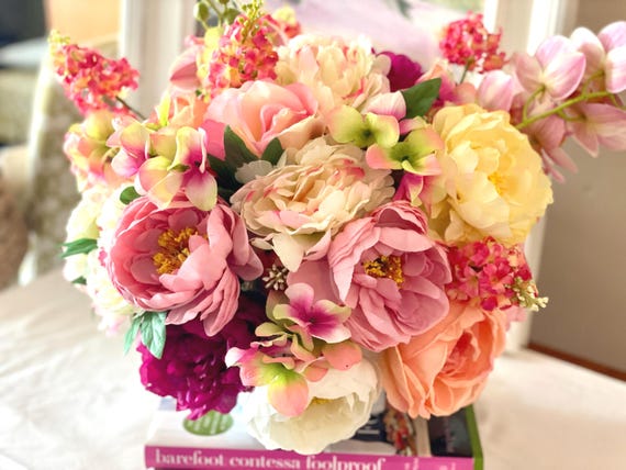 Luxurious artificial arrangement, everyday floral arrangement, centerpiece, orchid centerpiece, artificial arrangement, spring centerpiece