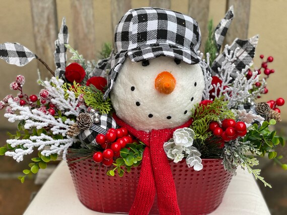 Snowman Centerpiece, Christmas Centerpiece, Holiday Centerpiece, Snowman Decor, Winter Centerpiece, Winter Arrangement, Christmas
