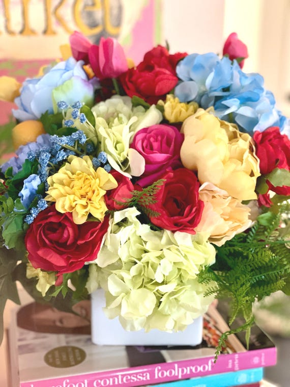 Floral arrangement, Artificial floral arrangement, Peony floral arrangement, Spring floral arrangement, Floral Centerpiece, Centerpieces
