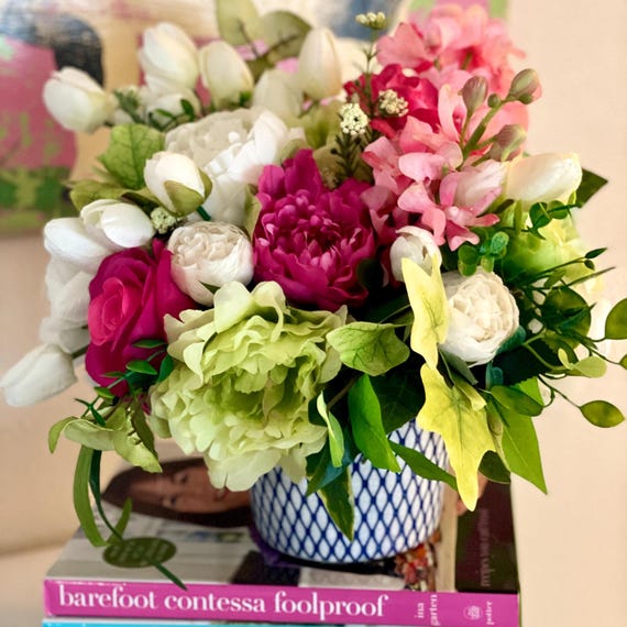 Pink and green floral arrangement, artificial floral arrangement, floral arrangement, spring floral arrangement, everyday floral arrangement