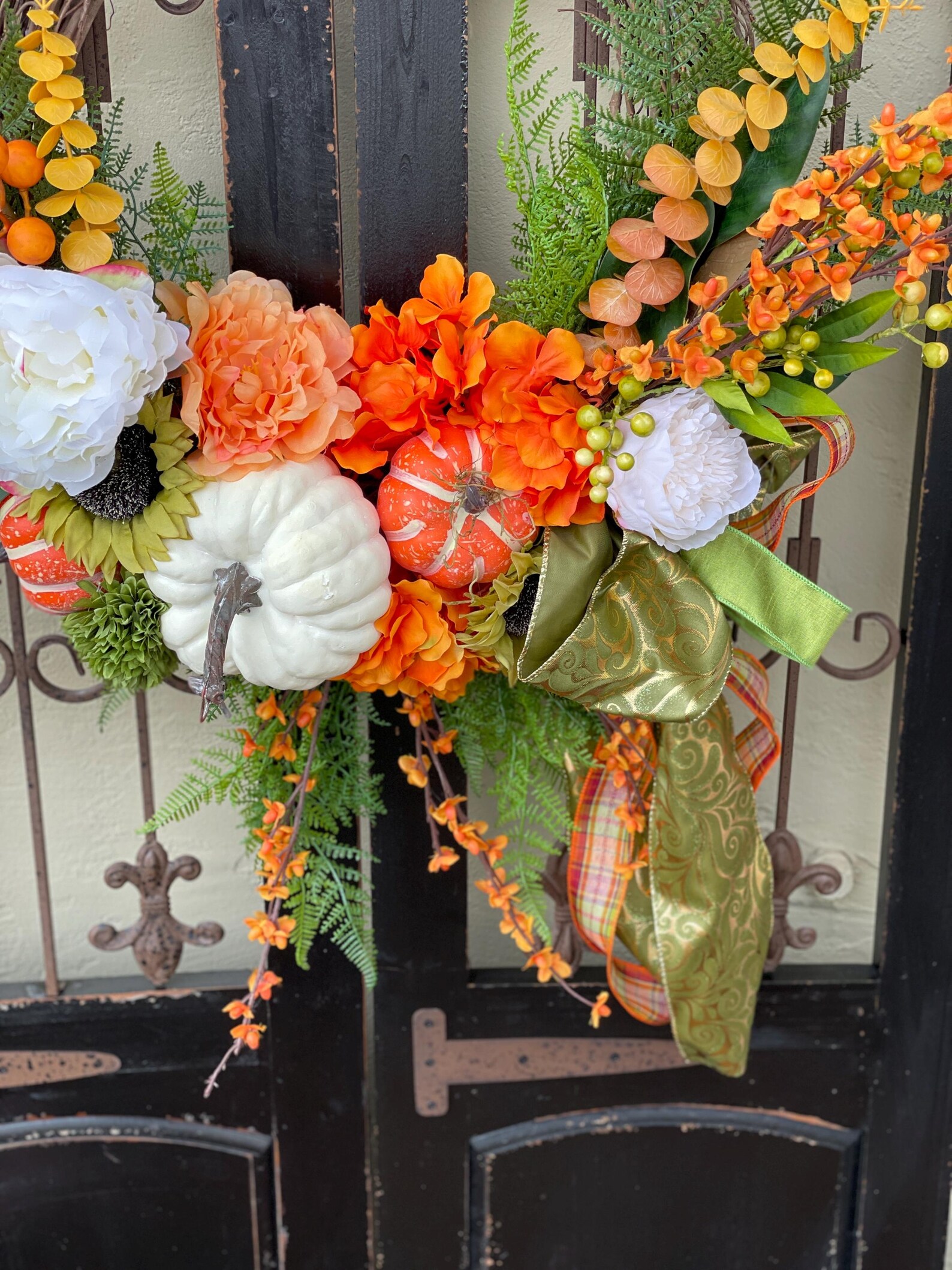 Elegant Fall Pumpkin Wreath, Front Door Decor, Thanksgiving Wreath - Etsy