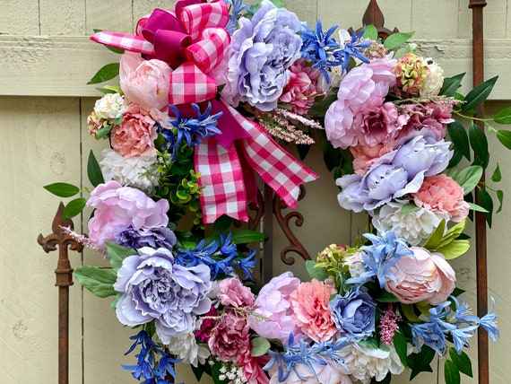 Everyday Wreath, Summer Wreaths, Wreath for Door, Everyday Wreath, Wreath for Door, Summer Wreath, Peony Wreath, Peony Wreath