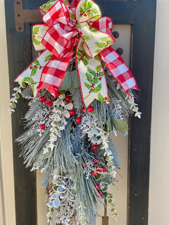 Winter Wreath for door, Holiday wreath for door, Christmas swag for door, Winter swag for front door, Christmas swag for front door, Swags